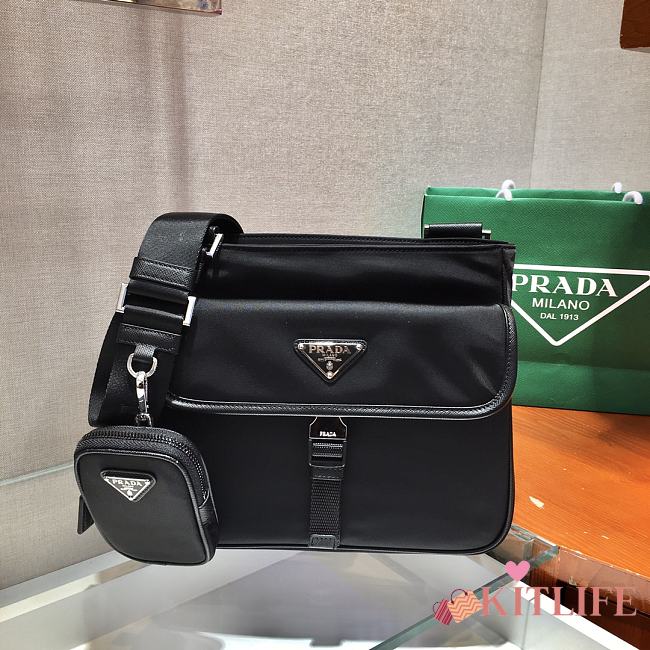 Forubags Prada Nylon Cross Body Bag Black- 2VH110 –25x22x7 cm - 1