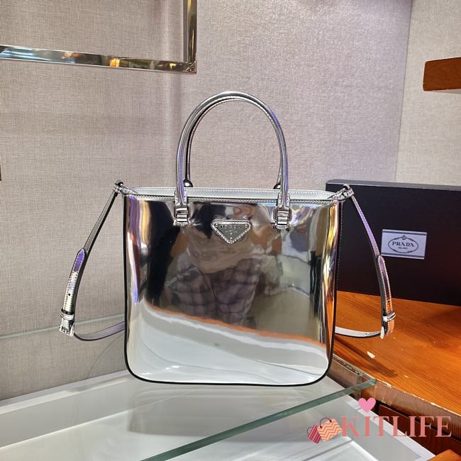 Forubags Prada Brushed Leather Tote Bag Silver - 1BA330 –24x22x6 cm - 1