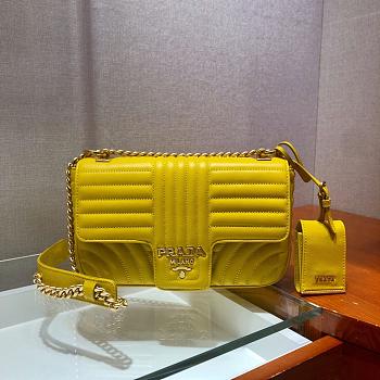 Forubags Prada Medium Leather Prada Diagramme Gold Chain Bag Yellow - 1BD108 –24x14x6 cm