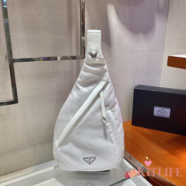 Forubags Prada Re-Nylon And Leather Backpack White - 2VZ092 –26.5x37.5x10 cm - 1