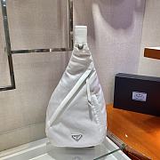 Forubags Prada Re-Nylon And Leather Backpack White - 2VZ092 –26.5x37.5x10 cm - 1