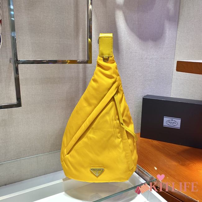 Forubags Prada Re-Nylon And Leather Backpack Yellow- 2VZ092 –26.5x37.5x10 cm - 1
