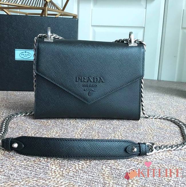 Forubags Prada Saffiano Leather Prada Monochrome Bag Black - 1BD127 –21x14x10 cm - 1