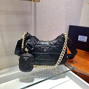 Forubags Prada System Nappa Leather Patchwork Shoulder Bag Black - 1BC157 –18.5x24x9 cm - 2