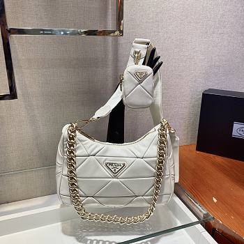 Forubags Prada System Nappa Leather Patchwork Shoulder Bag White - 1BC157 –18.5x24x9 cm