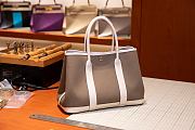 Forubags Hermes Garden Party Canvas Leather Bag Elephant Grey/White – 30x23x17 cm - 2