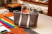 Forubags Hermes Garden Party Canvas Leather Bag Elephant Grey/White – 30x23x17 cm - 6