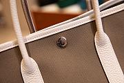 Forubags Hermes Garden Party Canvas Leather Bag Elephant Grey/White – 30x23x17 cm - 5