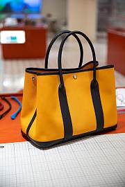 Forubags Hermes Garden Party Canvas Leather Bag Yellow/Black – 30x23x17 cm - 3