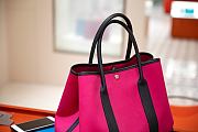 Forubags Hermes Garden Party Canvas Leather Bag Pink/Black – 30x23x17 cm - 3