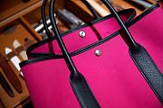 Forubags Hermes Garden Party Canvas Leather Bag Pink/Black – 30x23x17 cm - 5