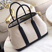 Forubags Hermes Garden Party Canvas Leather Small Bag White/Black – 30x21x13 cm - 5