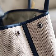 Forubags Hermes Garden Party Canvas Leather Small Bag White/Dark Blue – 30x21x13 cm - 2