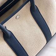 Forubags Hermes Garden Party Canvas Leather Small Bag White/Dark Blue – 30x21x13 cm - 6