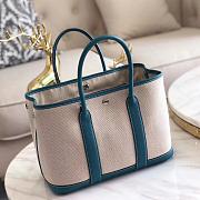 Forubags Hermes Garden Party Canvas Leather Small Bag White/Light Blue - 30x21x13 cm - 3