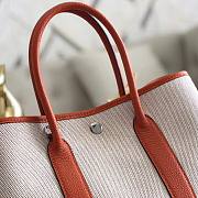 Forubags Hermes Garden Party Canvas Leather Small Bag White/Orange – 30x21x13 cm - 6