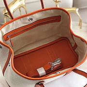 Forubags Hermes Garden Party Canvas Leather Small Bag White/Orange – 30x21x13 cm - 5