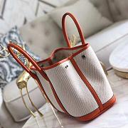 Forubags Hermes Garden Party Canvas Leather Small Bag White/Orange – 30x21x13 cm - 4