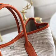 Forubags Hermes Garden Party Canvas Leather Small Bag White/Orange – 30x21x13 cm - 3