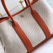 Forubags Hermes Garden Party Canvas Leather Small Bag White/Orange – 30x21x13 cm - 2