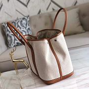 Forubags Hermes Garden Party Canvas Leather Small Bag White/Brown – 30x21x13 cm - 4