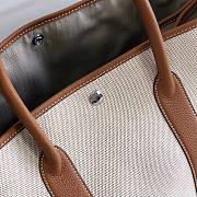 Forubags Hermes Garden Party Canvas Leather Small Bag White/Brown – 30x21x13 cm - 5