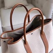Forubags Hermes Garden Party Canvas Leather Small Bag White/Brown – 30x21x13 cm - 6