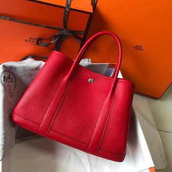 Forubags Hermes Garden Party TPM Togo Leather Flag Red – 30x21x13 cm