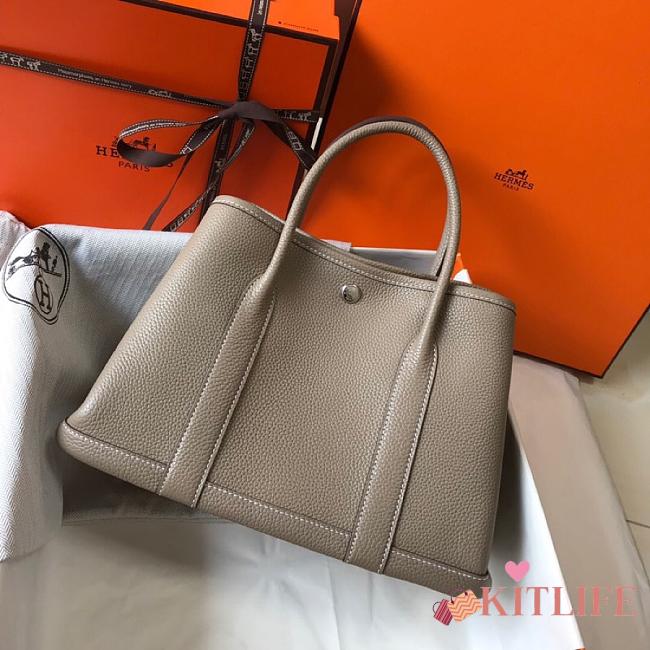 Forubags Hermes Garden Party TPM Togo Leather Dove Grey – 30x21x13 cm - 1