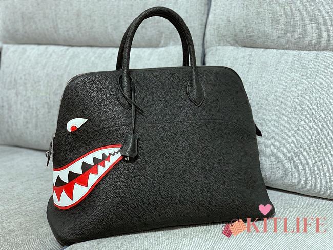 Forubags Hermes Bolide Limited Edition Runway Shark Palladium Hardware Black – 46x24.5x34 cm - 1
