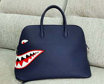 Forubags Hermes Bolide Limited Edition Runway Shark Palladium Hardware Dark Blue – 46x24.5x34 cm