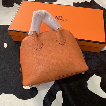 Forubags Hermes Bolide Mini Chevre Goat Skin Gold And Silver Buckle Orange – 18.5x14.5x7.3 cm