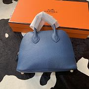 Forubags Hermes Bolide Mini Chevre Goat Skin Gold And Silver Buckle Navy Blue – 18.5x14.5x7.3 cm - 1