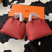 Forubags Hermes Bolide Mini Chevre Goat Skin Gold And Silver Buckle Red – 18.5x14.5x7.3 cm - 1