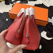Forubags Hermes Bolide Mini Chevre Goat Skin Gold And Silver Buckle Red – 18.5x14.5x7.3 cm - 2