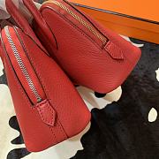Forubags Hermes Bolide Mini Chevre Goat Skin Gold And Silver Buckle Red – 18.5x14.5x7.3 cm - 3
