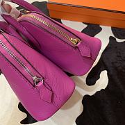 Forubags Hermes Bolide Mini Chevre Goat Skin Gold And Silver Buckle Pink – 18.5x14.5x7.3 cm - 3