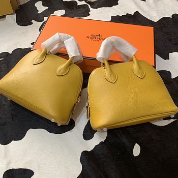 Forubags Hermes Bolide Mini Chevre Goat Skin Gold And Silver Buckle Yellow  – 18.5x14.5x7.3 cm