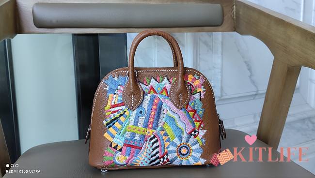 Forubags Hermes Bolide  Multi-Element Color Embroidery Bag - 18 cm - 1