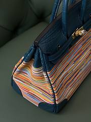 Forubags Hermes Birkin with Vibrattrtt Vibrato Blue 100% Handmade - 25 cm - 4