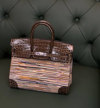 Forubags Hermes Birkin with Vibrattrtt Vibrato Brown 100% Handmade - 25 cm