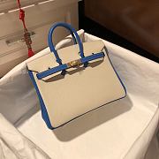 Forubags Hermes Birkin French Goatskin White and Greek Blue Brushed Gold Buckle Hardware - 25 cm - 1