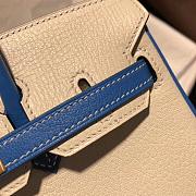 Forubags Hermes Birkin French Goatskin White and Greek Blue Brushed Gold Buckle Hardware - 25 cm - 5