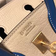 Forubags Hermes Birkin French Goatskin White and Greek Blue Brushed Gold Buckle Hardware - 25 cm - 3