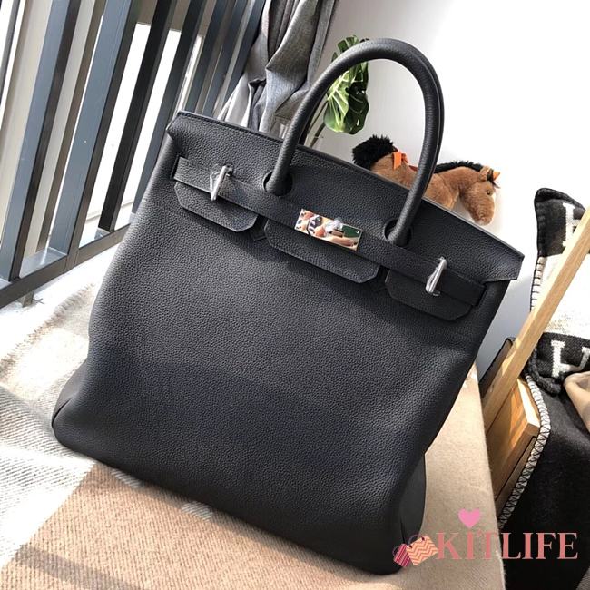 Forubags Hermes Birkin HAC 40 Etoupe Togo Leather Handstitched Silver Buckle Black – 40x50x27 cm - 1