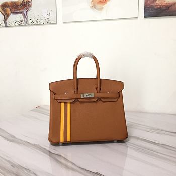 Forubags Hermes Birkin Yellow Lines Limited Edition Natural Yellow – 25cm