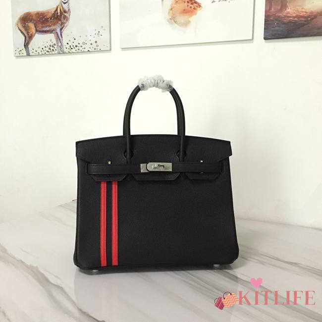 Forubags Hermes Birkin Red Lines Limited Edition Black – 25cm - 1