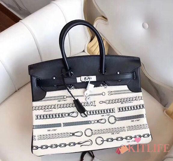 Forubags Hermes Birkin Toile Birkin Chain Canvas And Calfskin –25cx35x18 cm - 1