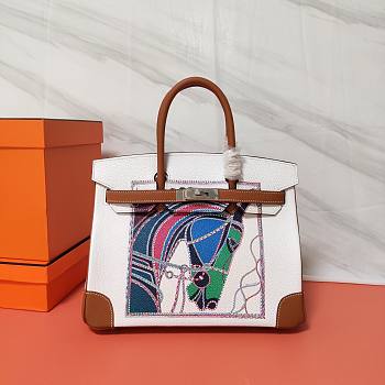 Forubags Hermes Birkin Platinum Togo Painting White – 30 cm