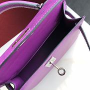 Forubags Hermes Kelly Mini II Epsom Handmade Silver Buckle Anemone Purple – 19 cm - 6